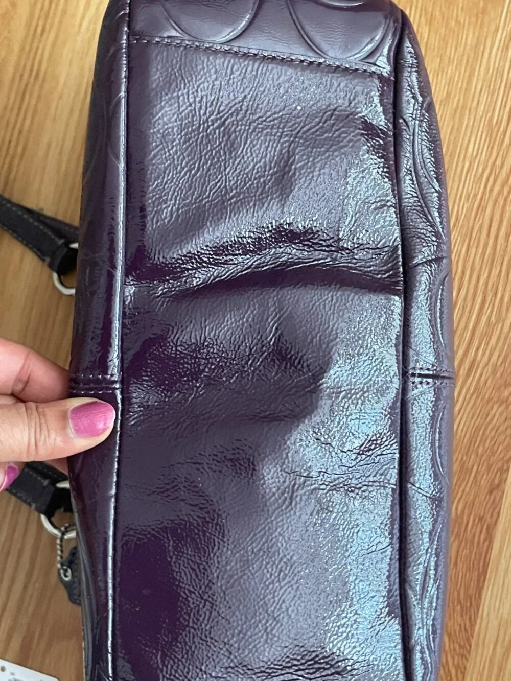 Mint Condition - Coach Purple Gallery Signature Embossed Patent Leather Tote